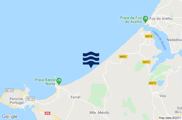 Mapa de mareas Praia do Pico da Mota, Portugal