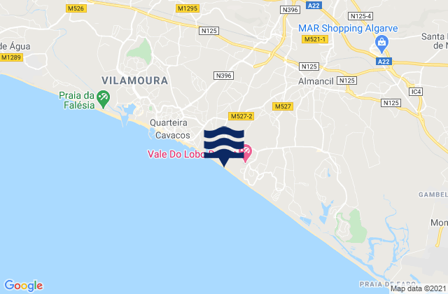 Mapa de mareas Praia do Trafal, Portugal
