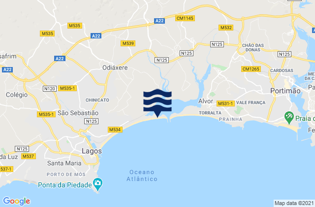 Mapa de mareas Praia do Vale da Lama, Portugal