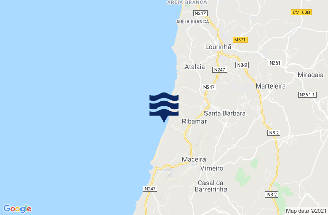 Mapa de mareas Praia do Valmitão, Portugal