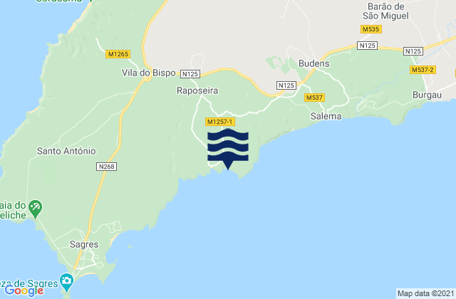 Mapa de mareas Praia do Zavial, Portugal