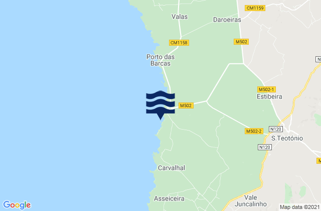 Mapa de mareas Praia dos Alteirinhos, Portugal
