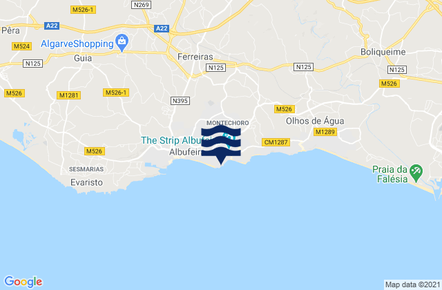 Mapa de mareas Praia dos Aveiros, Portugal