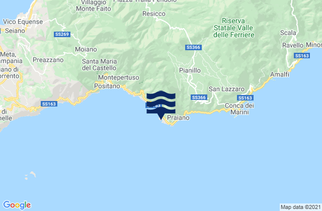 Mapa de mareas Praiano, Italy