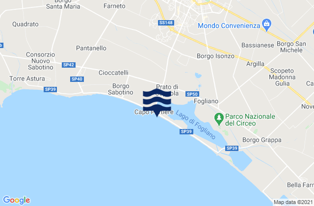 Mapa de mareas Prato di Coppola, Italy