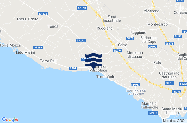 Mapa de mareas Presicce, Italy