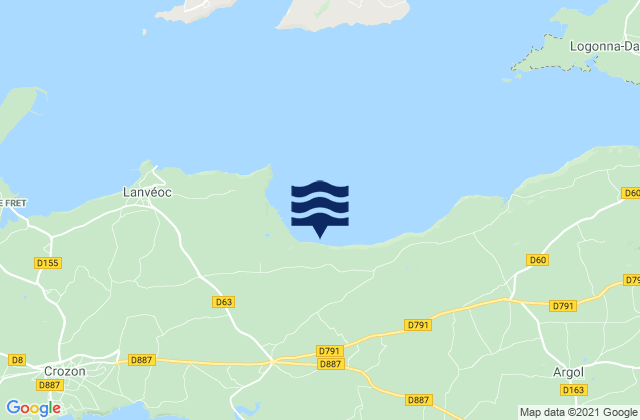 Mapa de mareas Presqu'île de Crozon, France