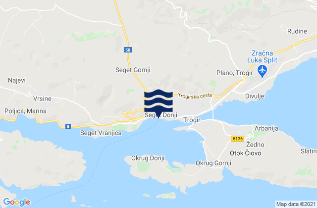Mapa de mareas Prgomet, Croatia