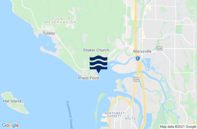 Mapa de mareas Priest Point, United States