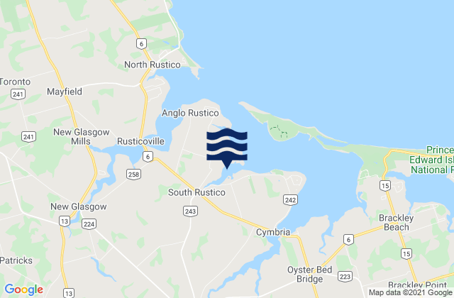 Mapa de mareas Prince Edward Island, Canada