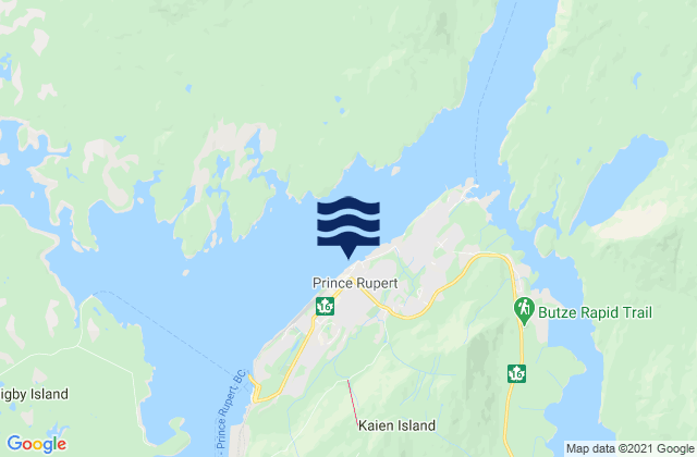 Mapa de mareas Prince Rupert, Canada