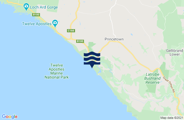 Mapa de mareas Princetown, Australia