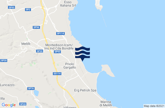 Mapa de mareas Priolo Gargallo, Italy