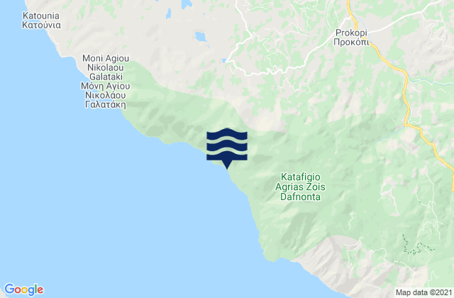 Mapa de mareas Prokópi, Greece