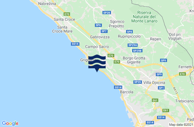Mapa de mareas Prosecco-Contovello, Italy