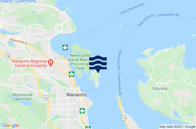 Mapa de mareas Protection Island, Canada