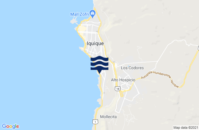Mapa de mareas Provincia de Iquique, Chile