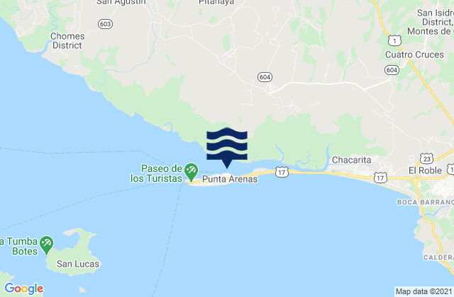 Mapa de mareas Provincia de Puntarenas, Costa Rica