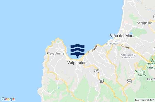 Mapa de mareas Provincia de Valparaíso, Chile