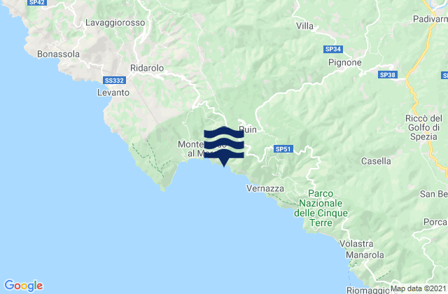 Mapa de mareas Provincia di La Spezia, Italy