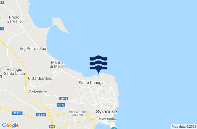 Mapa de mareas Provincia di Siracusa, Italy