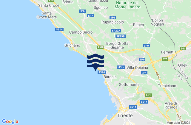 Mapa de mareas Provincia di Trieste, Italy
