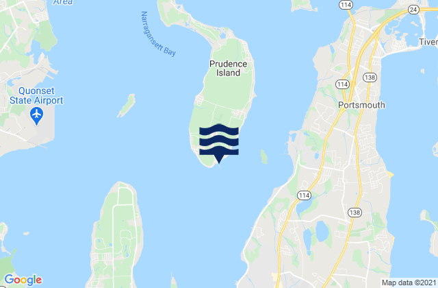Mapa de mareas Prudence Island (South End), United States