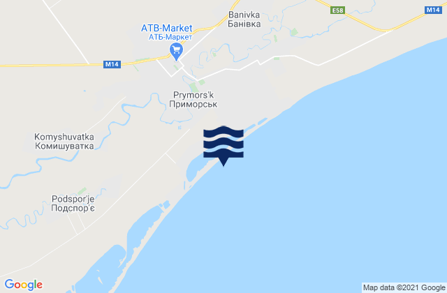 Mapa de mareas Prymorsk, Ukraine