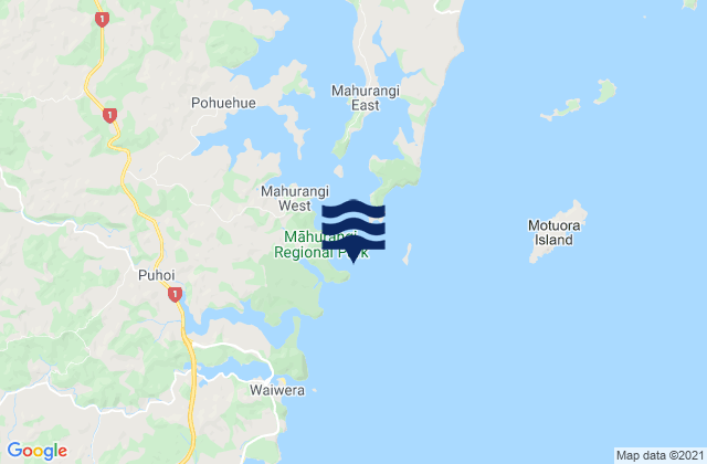 Mapa de mareas Pudding Island, New Zealand