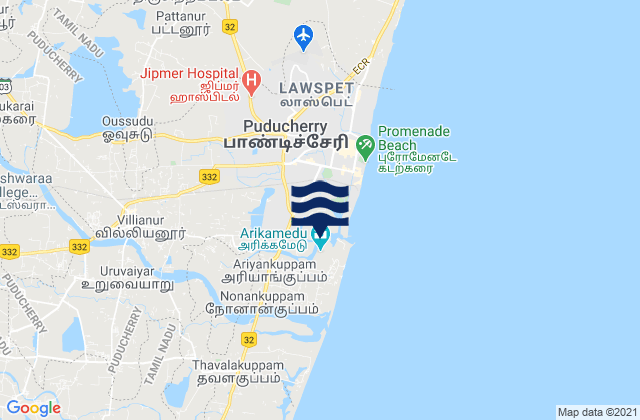 Mapa de mareas Puducherry, India