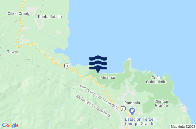 Mapa de mareas Pueblo Nuevo, Panama