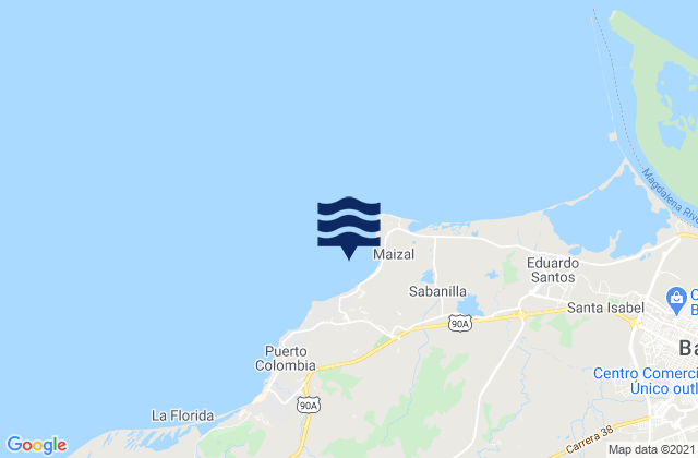 Mapa de mareas Puerto Colombia, Colombia