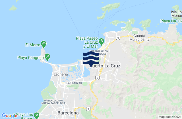 Mapa de mareas Puerto Cruz, Venezuela