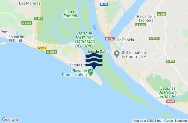 Mapa de mareas Puerto Deportivo Punta Umbría, Spain