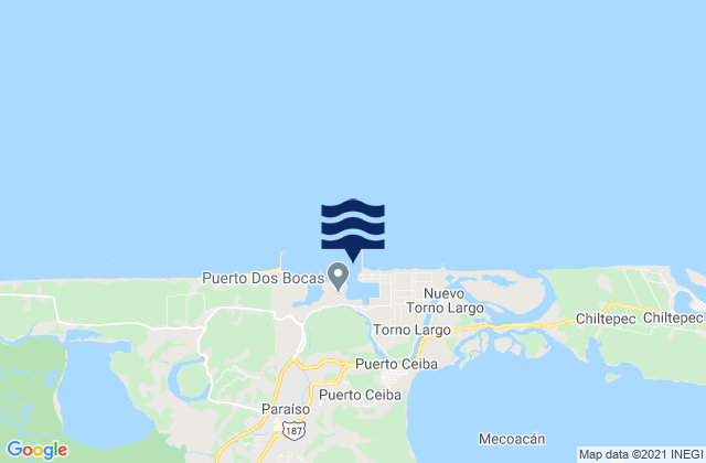 Mapa de mareas Puerto Dos Bocas, Mexico
