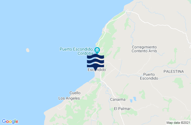 Mapa de mareas Puerto Escondido, Colombia