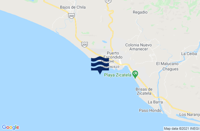 Mapa de mareas Puerto Escondido, Mexico