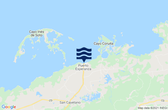 Mapa de mareas Puerto Esperanza, Cuba