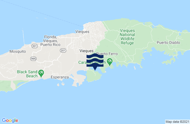 Mapa de mareas Puerto Ferro Isla De Vieques, Puerto Rico