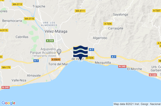 Mapa de mareas Puerto La Caleta Malaga, Spain