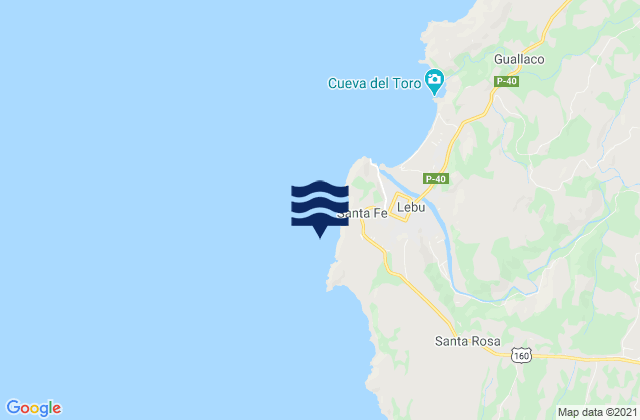Mapa de mareas Puerto Lebu, Chile