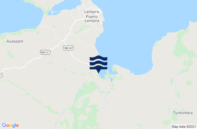 Mapa de mareas Puerto Lempira, Honduras