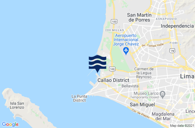 Mapa de mareas Puerto Nuevo, Peru