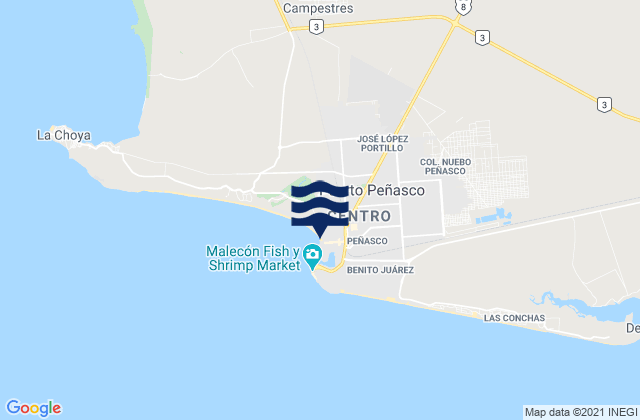 Mapa de mareas Puerto Peñasco, Mexico