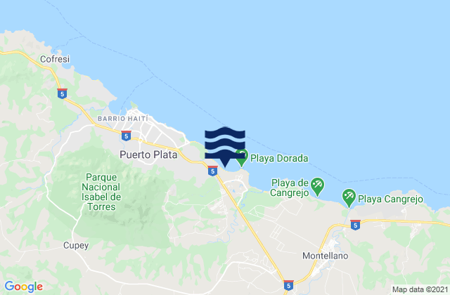 Mapa de mareas Puerto Plata, Dominican Republic