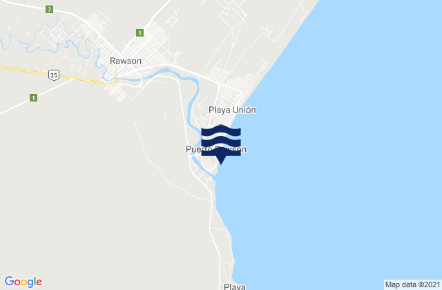 Mapa de mareas Puerto Rawson, Argentina