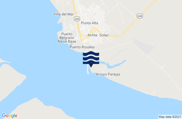 Mapa de mareas Puerto Rosales, Argentina
