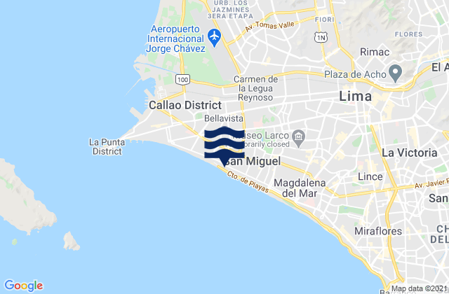 Mapa de mareas Puerto Viejo, Peru