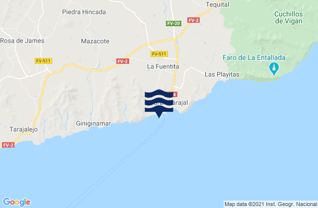 Mapa de mareas Puerto de Gran Tarajal, Spain