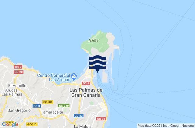 Mapa de mareas Puerto de la Luz, Spain